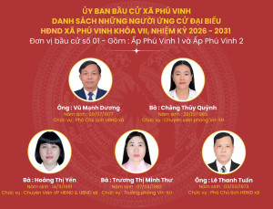DANH SÁCH NHỮNG NGƯỜI ỨNG CỬ ĐẠI BIỂU HĐND XÃ PHÚ VINH KHÓA VII, NHIỆM KỲ 2026 – 2031