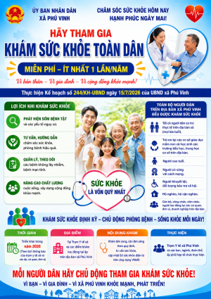 Xã Phú Vinh triển khai khám sức khỏe định kỳ, khám sàng lọc miễn phí cho người dân năm 2026