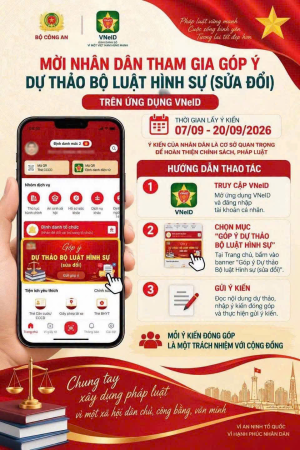 Hướng dẫn người dân góp ý dự thảo Bộ luật Hình sự (sửa đổi) trên VNeID