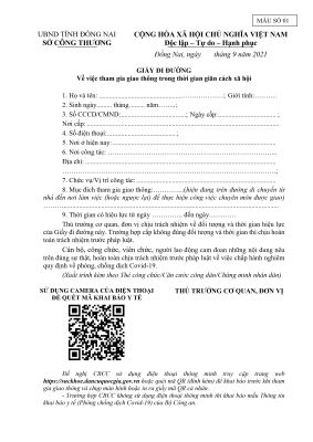 GIẤY ĐI ĐƯỜNG Về việc tham gia giao thông trong thời gian giãn cách xã hội và GIẤY XÁC NHẬN  Về việc phân công nhiệm vụ công tác (Từ 18 giờ ngày hôm trước đến 06 giờ sáng ngày hôm sau