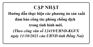Hướng dẫn thực hiện các phương án sản xuất kinh doanh đảm bảo công tác phòng chống dịch Covid-19 trong tình hình mới (theo văn bản số 12419/UBND-KGVX ngày 11/10/2021 của UBND tỉnh Đồng Nai)