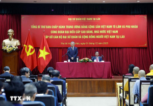 Tổng Bí thư đánh giá cao vai trò cầu nối hữu nghị của cộng đồng người Việt tại Lào