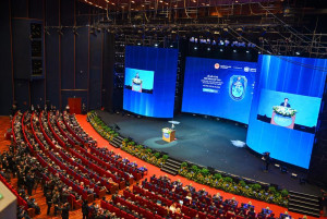 Toàn cảnh Lễ mở ký Công ước Liên hợp quốc chống tội phạm mạng được tổ chức tại Thủ đô Hà Nội, ngày 25 và 26/10/2025. Ảnh: TTXVN