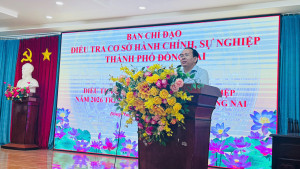 Đồng chí Hà Thanh Tùng - Phó Giám đốc Sở Nội vụ, Trưởng đoàn nghiệm thu thành phố Đồng Nai phát biểu chỉ đạo