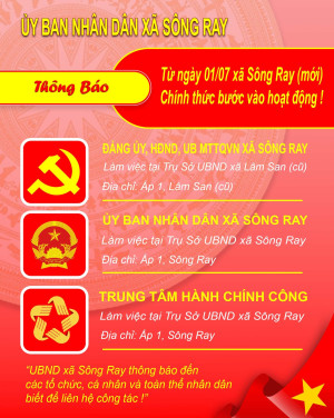 [THÔNG BÁO] – ĐỊA CHỈ CÁC TRỤ SỞ LÀM VIỆC CỦA XÃ SÔNG RAY SAU KHI SẮP XẾP TỪ 01/07/2025