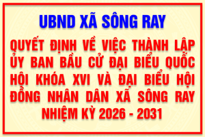 QUYẾT ĐỊNH Về việc thành lập Ủy ban bầu cử đại biểu Quốc hội khóa XVI và đại biểu Hội đồng nhân dân xã Sông Ray nhiệm kỳ 2026 - 2031