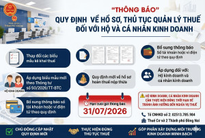[THÔNG BÁO] QUY ĐỊNH MỚI VỀ HỒ SƠ, THỦ TỤC QUẢN LÝ THUẾ ĐỐI VỚI HỘ VÀ CÁ NHÂN KINH DOANH