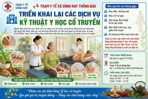 Trạm Y tế xã Sông Ray chính thức triển khai lại các dịch vụ kỹ thuật Y học cổ truyền từ ngày 01/7/2026