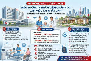 THÔNG BÁO TUYỂN CHỌN ỨNG VIÊN ĐIỀU DƯỠNG, NHÂN VIÊN CHĂM SÓC LÀM VIỆC TẠI NHẬT BẢN (CHƯƠNG TRÌNH EPA KHÓA 14 NĂM 2026)