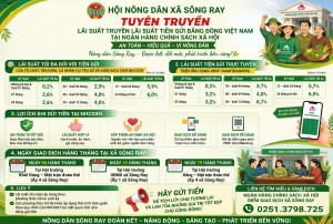 HỘI NÔNG DÂN XÃ SÔNG RAY ĐẨY MẠNH TUYÊN TRUYỀN GỬI TIẾT KIỆM TẠI NGÂN HÀNG CHÍNH SÁCH XÃ HỘI: AN TOÀN – HIỆU QUẢ – VÌ NÔNG DÂN