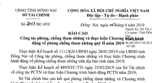 Báo cáo công tác PCTN và thực hiện Chương trình hành động PCTN quý II/2019