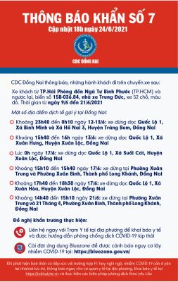 Thông báo khẩn tìm người trên chuyến xe khách Hải Phòng - TP.HCM có liên quan các ca mắc COVID-19