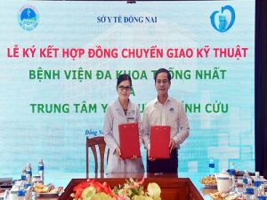 Ký kết hợp đồng chuyển giao kỹ thuật giữa Bệnh viện ĐK Thống Nhất và Trung tâm Y tế H.Vĩnh Cửu