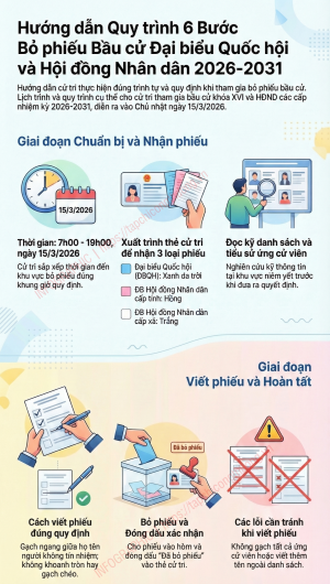 Hướng dẫn Quy trình 6 Bước Bỏ phiếu Bầu cử Đại biểu Quốc hội và Hội đồng Nhân dân 2026-2031