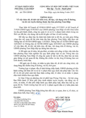 THÔNG BÁO TRẬT TỰ LÒNG LỀ ĐƯỜNG