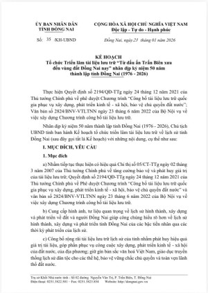 Kế hoạch Tô chức Triển lãm tài liệu lưu trữ "Từ dâu ân Trân...