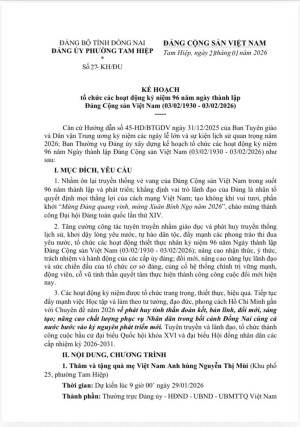 KẾ HOẠCH tổ chức các hoạt động kỷ niệm 96 năm ngày thành lập...