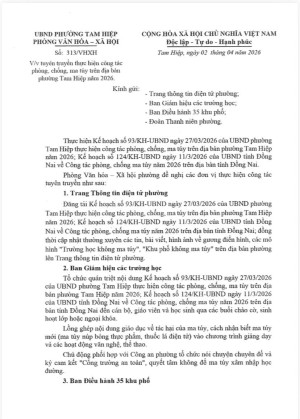 UBND phường Tam Hiệp triển khai tuyên truyền thực hiện công...