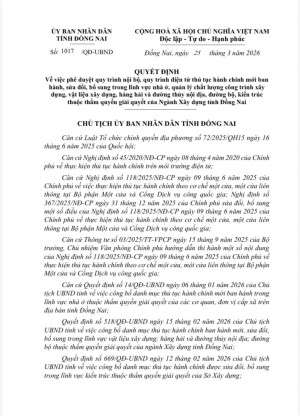 Ủy ban nhân dân tỉnh Đồng Nai ban hành Quyết định số...