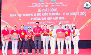 PHƯỜNG TAM HIỆP PHỐI HỢP VỚI LIÊN ĐOÀN THỂ DỤC TỈNH ĐỒNG NAI TỔ CHỨC LỄ PHÁT ĐỘNG CHẠY OLYMPIC VÌ SỨC KHỎE TOÀN DÂN