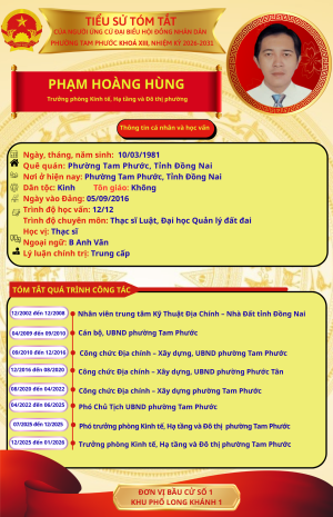 CHÂN DUNG NHỮNG NGƯỜI ỨNG CỬ ĐẠI BIỂU HĐND PHƯỜNG TAM PHƯỚC NHIỆM KỲ 2026-2031