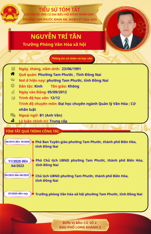 CHÂN DUNG NHỮNG NGƯỜI ỨNG CỬ ĐẠI BIỂU HĐND PHƯỜNG TAM PHƯỚC NHIỆM KỲ 2026-2031