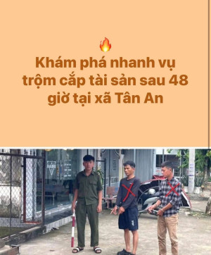 Công an xã Tân An làm việc với các đối tượng liên quan đến vụ trộm cắp tài sản, nhanh chóng làm rõ vụ việc sau 48 giờ
