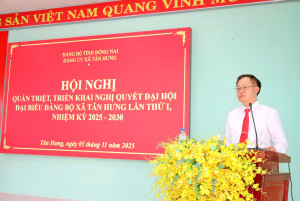 ĐẢNG ỦY XÃ TÂN HƯNG TỔ CHỨC HỘI NGHỊ QUÁN TRIỆT NGHỊ QUYẾT ĐẠI HỘI ĐẢNG BỘ XÃ LẦN THỨ I, NHIỆM KỲ 2025 - 2030