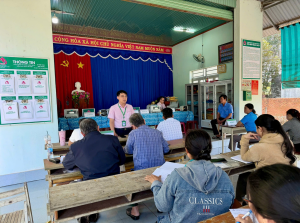 Đồng chí Lê Bá Chuyên – Giám đốc Chi nhánh NHCSXH tỉnh Đồng Nai thăm và làm việc tại Điểm giao dịch Tân Quan