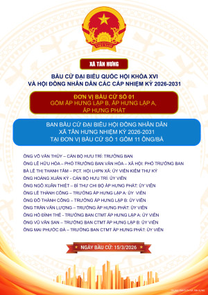 Quyết định về việc thành lập Ban bầu cử đại biểu Hội đồng Nhân dân xã Tân Hưng nhiệm kỳ 2026 – 2031 tại Đơn vị bầu cử số 1.