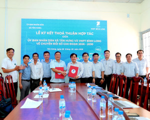 UBND XÃ TÂN HƯNG VÀ VNPT BÌNH LONG KÝ KẾT THỎA THUẬN HỢP TÁC VỀ CHUYỂN ĐỔI SỐ