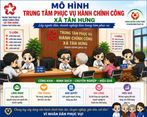 MÔ HÌNH TRUNG TÂM PHỤC VỤ HÀNH CHÍNH CÔNG XÃ TÂN HƯNG THÂN THIỆN - HIỆN ĐẠI - TẬN TÂM