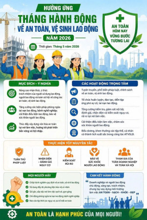 TÍCH CỰC HƯỞNG ỨNG THÁNG HÀNH ĐỘNG VỀ AN TOÀN, VỆ SINH LAO ĐỘNG NĂM 2026: "AN TOÀN HÔM NAY - VỮNG BƯỚC TƯƠNG LAI"