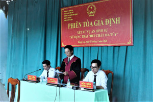 Đoàn TNCS Hồ Chí Minh xã phối hợp tổ chức Phiên tòa giả định xét xử vụ án “Sử dụng trái phép chất ma túy”.