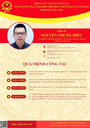 TIỂU SỬ TÓM TẮT CÁC ĐẠI BIỂU ỨNG CỬ HĐND XÃ NHIỆM KỲ 2026-2031 TẠI ĐƠN VỊ BẦU CỬ SỐ 2