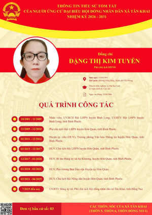 TIỂU SỬ TÓM TẮT CÁC ĐẠI BIỂU ỨNG CỬ HĐND XÃ NHIỆM KỲ 2026-2031 TẠI ĐƠN VỊ BẦU CỬ SỐ 3