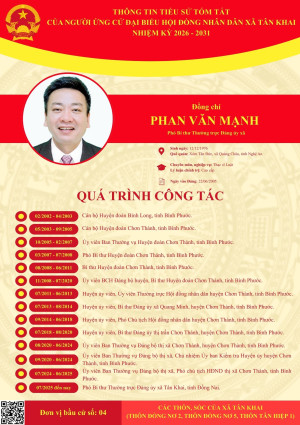 TIỂU SỬ TÓM TẮT CÁC ĐẠI BIỂU ỨNG CỬ HĐND XÃ NHIỆM KỲ 2026-2031 TẠI ĐƠN VỊ BẦU CỬ SỐ 4