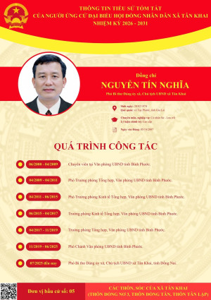 TIỂU SỬ TÓM TẮT CÁC ĐẠI BIỂU ỨNG CỬ HĐND XÃ NHIỆM KỲ 2026-2031 TẠI ĐƠN VỊ BẦU CỬ SỐ 5