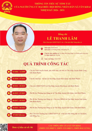 TIỂU SỬ TÓM TẮT CÁC ĐẠI BIỂU ỨNG CỬ HĐND XÃ NHIỆM KỲ 2026-2031 TẠI ĐƠN VỊ BẦU CỬ SỐ 6