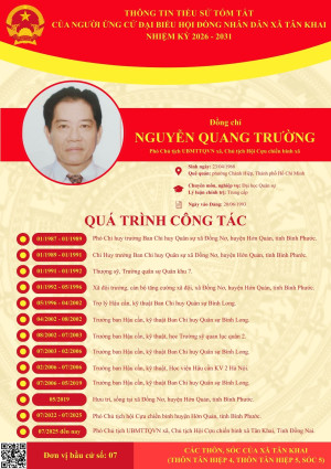 TIỂU SỬ TÓM TẮT CÁC ĐẠI BIỂU ỨNG CỬ HĐND XÃ NHIỆM KỲ 2026-2031 TẠI ĐƠN VỊ BẦU CỬ SỐ 7