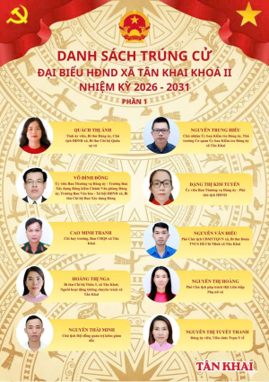 CHÍNH THỨC CÔNG BỐ DANH SÁCH ĐẠI BIỂU TRÚNG CỬ HĐND XÃ TÂN KHAI KHÓA II, NHIỆM KỲ 2026 - 2031