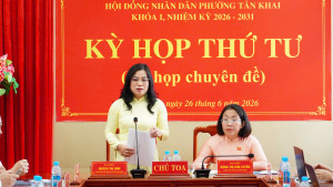 HĐND PHƯỜNG TÂN KHAI TỔ CHỨC KỲ HỌP THỨ 4 (KỲ HỌP CHUYÊN ĐỀ) THÔNG QUA ĐỀ ÁN SẮP XẾP, ĐIỀU CHỈNH, ĐỔI TÊN CÁC KHU PHỐ VÀ ĐIỀU CHỈNH KẾ HOẠCH ĐẦU TƯ CÔNG NĂM 2026