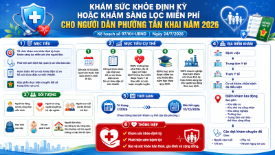 KẾ HOẠCH KHÁM SỨC KHỎE ĐỊNH KỲ HOẶC KHÁM SÀNG LỌC MIỄN PHÍ CHO NGƯỜI DÂN TRÊN ĐỊA BÀN PHƯỜNG TÂN KHAI NĂM 2026