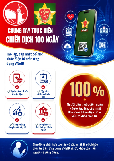 TÂN KHAI: CHUNG TAY THỰC HIỆN CHIẾN DỊCH 100 NGÀY TẠO LẬP, CẬP NHẬT SỔ SỨC KHỎE ĐIỆN TỬ TRÊN ỨNG DỤNG VNEID