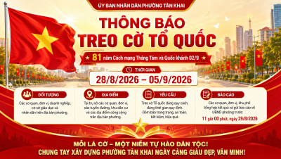 THÔNG BÁO TREO CỜ TỔ QUỐC CHÀO MỪNG KỶ NIỆM 81 NĂM CÁCH MẠNG THÁNG TÁM VÀ QUỐC KHÁNH 2-9