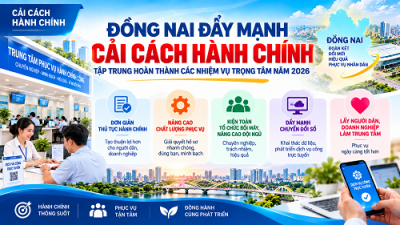 ĐỒNG NAI ĐẨY MẠNH CẢI CÁCH HÀNH CHÍNH, TẬP TRUNG HOÀN THÀNH CÁC NHIỆM VỤ TRỌNG TÂM NĂM 2026