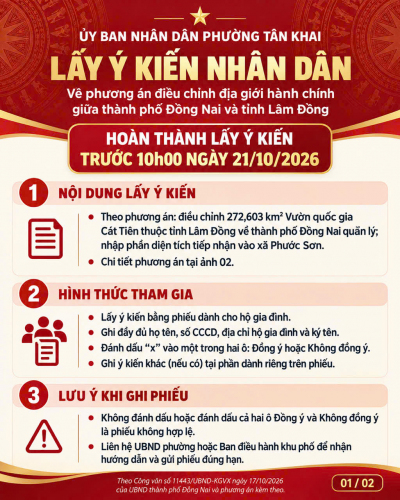 LẤY Ý KIẾN NHÂN DÂN VỀ PHƯƠNG ÁN ĐIỀU CHỈNH ĐỊA GIỚI HÀNH CHÍNH GIỮA THÀNH PHỐ ĐỒNG NAI VÀ TỈNH LÂM ĐỒNG