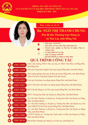 ỨNG CỬ VIÊN ĐẠI BIỂU HỘI ĐỒNG NHÂN DÂN XÃ TÂN LỢI NHIỆM KỲ 2026 - 2031