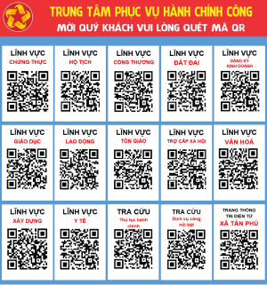 Trung Tâm Phục Vụ Hành Chính Công xã Tân Phú công khai mã QR...