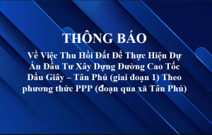 THÔNG BÁO: Về việc thu hồi đất Người sử dụng đất (Trường hợp...